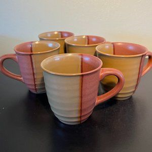 Set of 5 SANGO Gold Dust Sienna Pattern Stoneware Mugs ~ Vintage